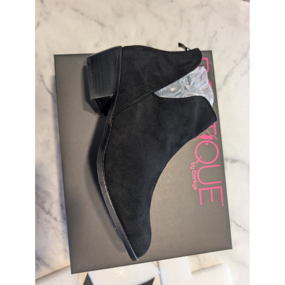 Boutique by Corkys Vanish Booties Women Size 9 Black Good Faux Suede V-Cut Ankle - Picture 8 of 8